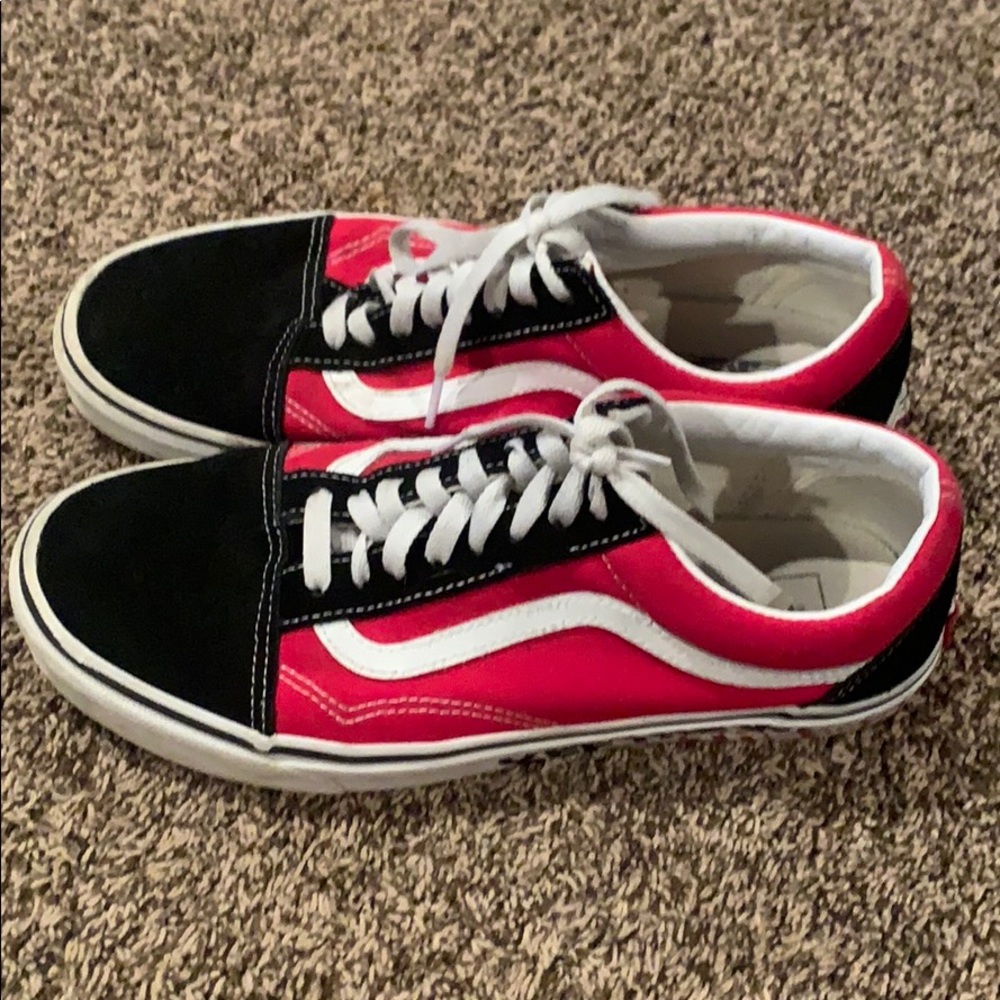 Barely worn red black and white vans